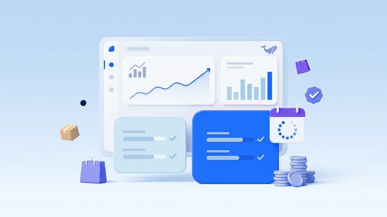 Soft 3D illustration of Triple Whale pricing tiers, GMV growth, and annual billing