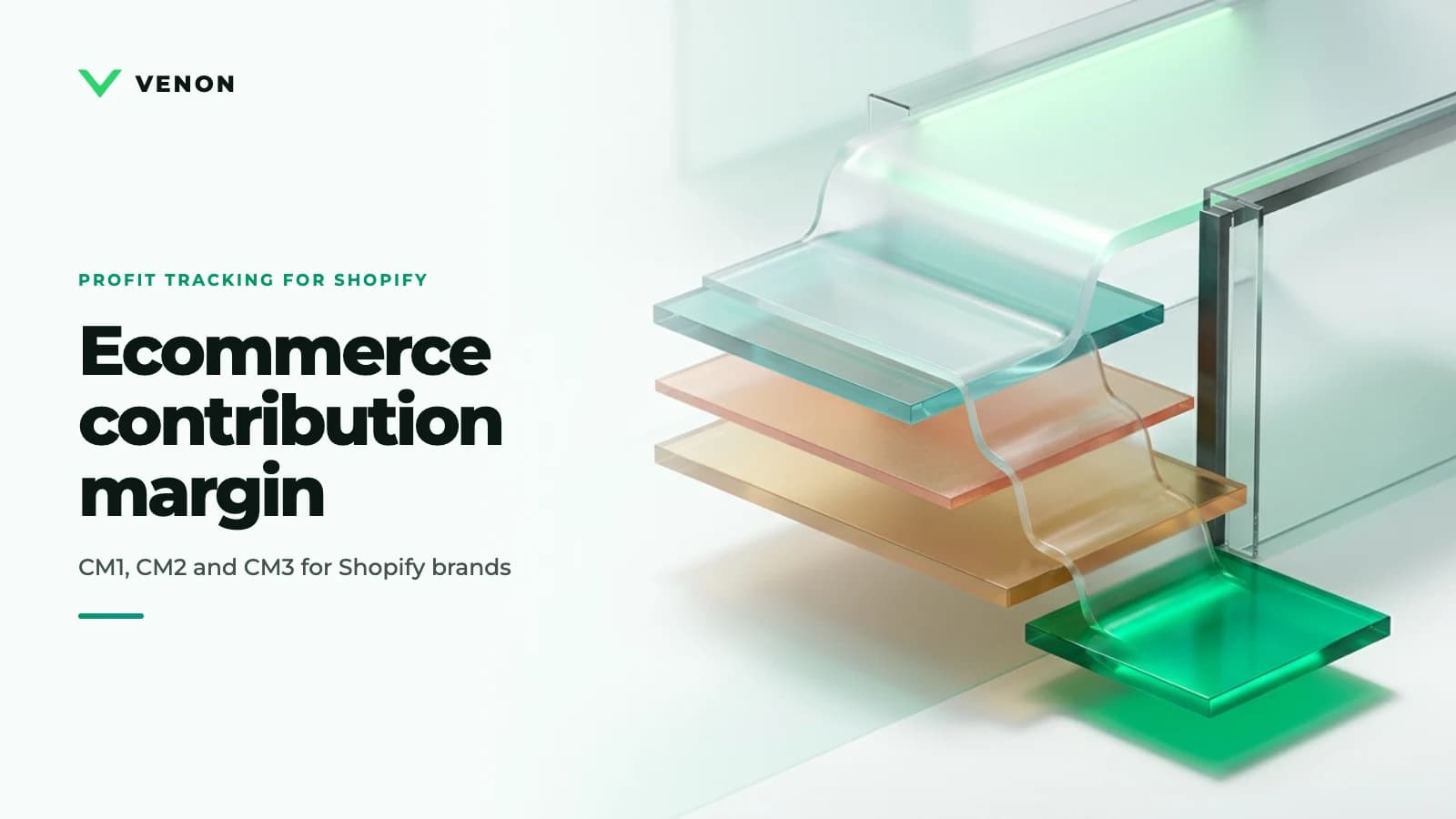 Layered contribution margin illustration showing revenue flowing through CM1, CM2, and CM3 for Shopify brands